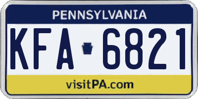 PA license plate KFA6821