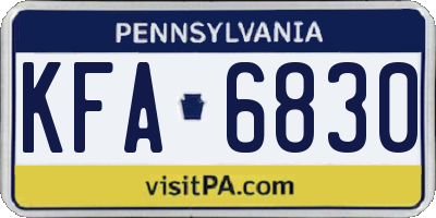 PA license plate KFA6830
