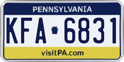 PA license plate KFA6831