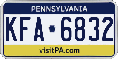 PA license plate KFA6832