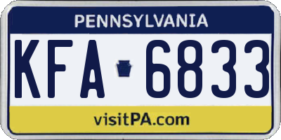 PA license plate KFA6833