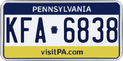 PA license plate KFA6838