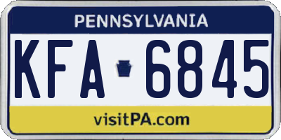 PA license plate KFA6845