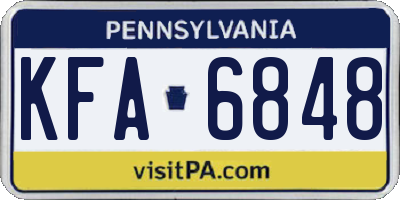 PA license plate KFA6848