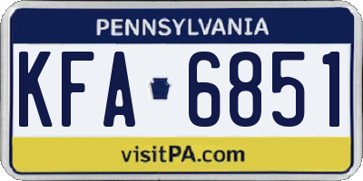 PA license plate KFA6851