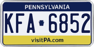 PA license plate KFA6852