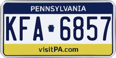 PA license plate KFA6857