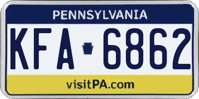 PA license plate KFA6862