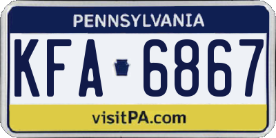 PA license plate KFA6867