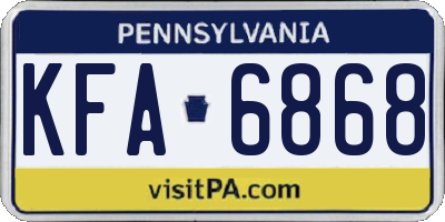 PA license plate KFA6868