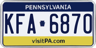 PA license plate KFA6870