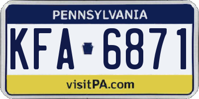 PA license plate KFA6871