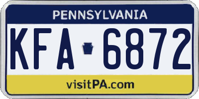 PA license plate KFA6872