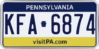 PA license plate KFA6874