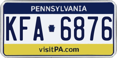 PA license plate KFA6876