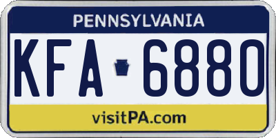 PA license plate KFA6880