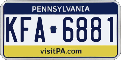 PA license plate KFA6881