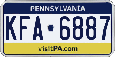 PA license plate KFA6887