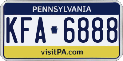 PA license plate KFA6888