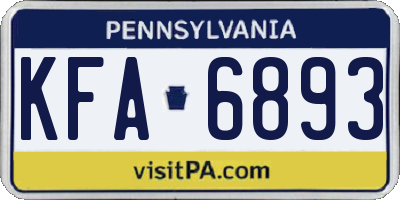 PA license plate KFA6893