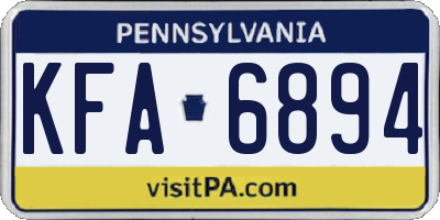 PA license plate KFA6894