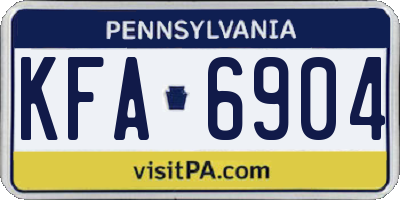 PA license plate KFA6904