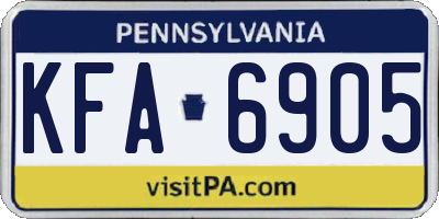 PA license plate KFA6905