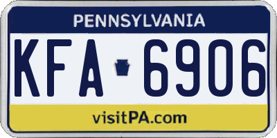 PA license plate KFA6906