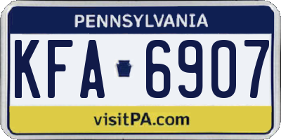 PA license plate KFA6907