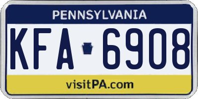 PA license plate KFA6908