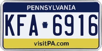 PA license plate KFA6916