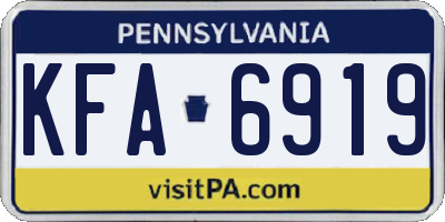 PA license plate KFA6919