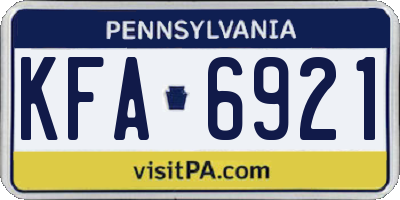 PA license plate KFA6921