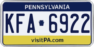 PA license plate KFA6922