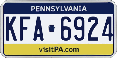 PA license plate KFA6924