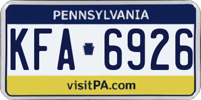 PA license plate KFA6926