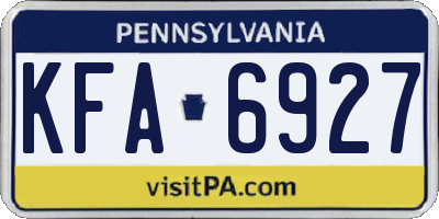 PA license plate KFA6927