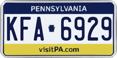 PA license plate KFA6929