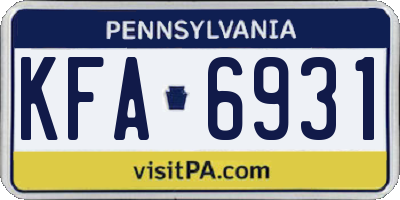 PA license plate KFA6931