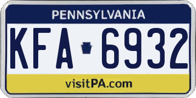 PA license plate KFA6932