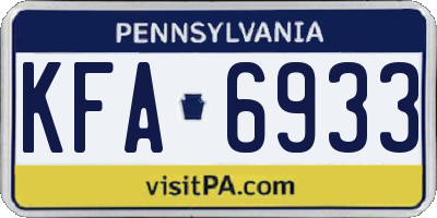 PA license plate KFA6933