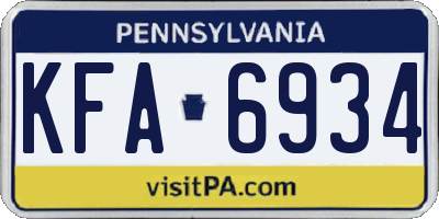 PA license plate KFA6934