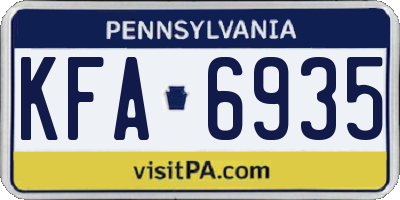 PA license plate KFA6935
