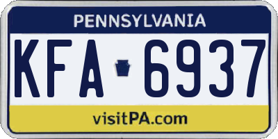 PA license plate KFA6937