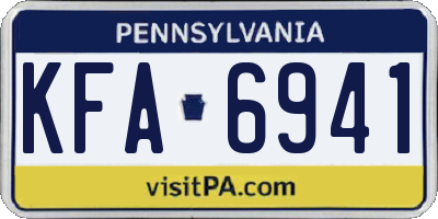 PA license plate KFA6941