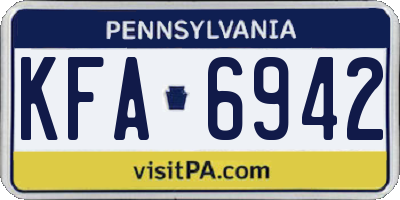 PA license plate KFA6942