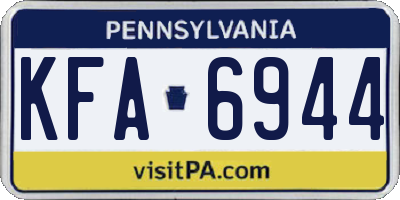 PA license plate KFA6944