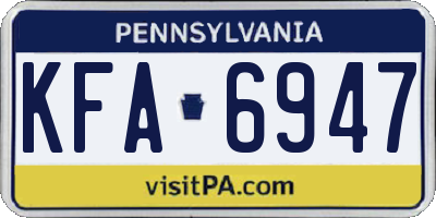 PA license plate KFA6947