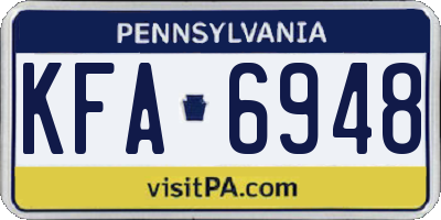 PA license plate KFA6948