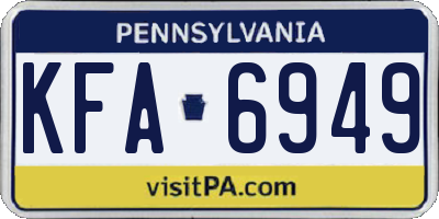 PA license plate KFA6949